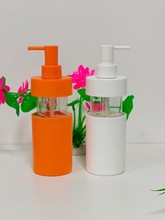 现货供应新款300ml按压拼接圆柱pet沐浴露洗发水分装瓶