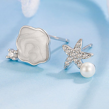 海星贝母珍珠不对称耳饰耳钉女 海洋生物耳饰小众设计感 生日礼物