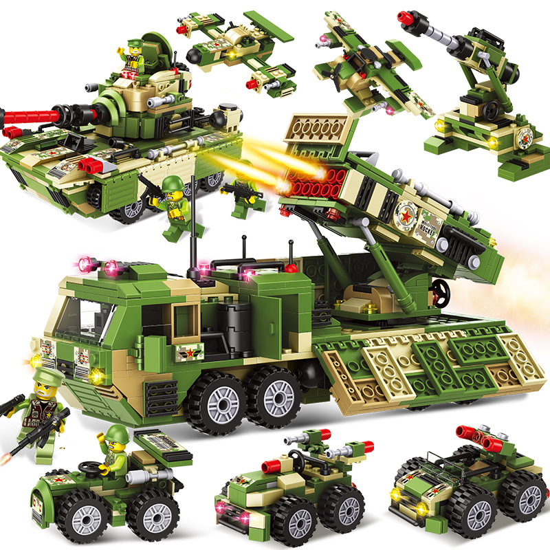 品兴461兼容乐高小颗粒拼装积木远程火箭炮军事场景男孩玩具礼品