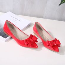 红色新娘鞋豆豆鞋舒适平底女单鞋尖头时尚韩版休闲百搭软皮软底鞋