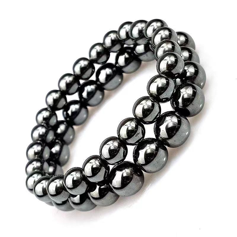 黑胆石圆珠太赫兹手链钛赫兹多晶硅单圈三圈手串直播礼品批发