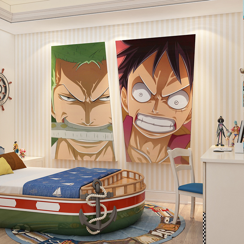 动漫墙贴纸海贼王海报挂画电视背景墙男生卧室布置房间改造装饰品