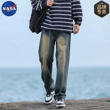 NASAOVER男士牛仔裤秋冬季新款美式休闲裤春秋高端复古潮牌长裤子