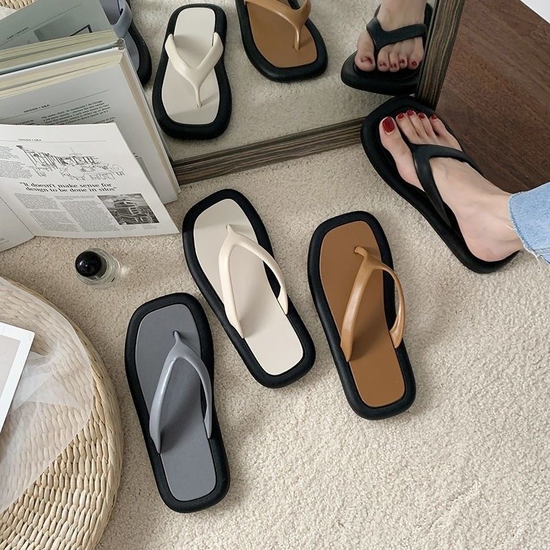 Flip Flops Women's Summer Fashion Flip-Flop Slippers Men's Non-Slip Couple Flat Sandals Outdoor Beach Shoes Korean Fashion