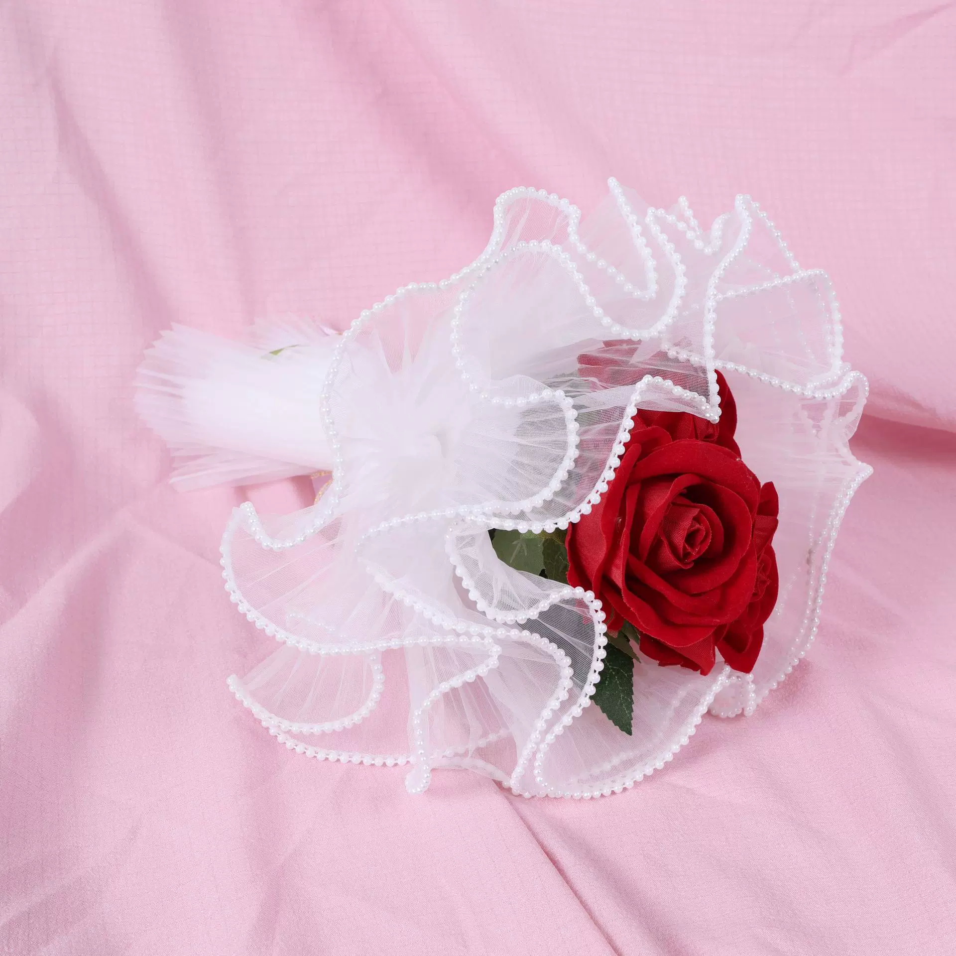 韩式珍珠浪花纱褶皱珍珠纱diy包花纱内衬纱网纱鲜花包装资材批发