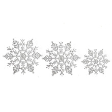 XXP4圣诞节装饰用品白色银色闪粉雪花片圣诞树装饰吊饰假雪花挂件
