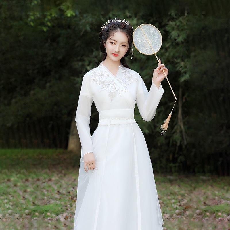 古装衣服女汉服超仙古典舞蹈演出服仙气学生古风明制仙女裙