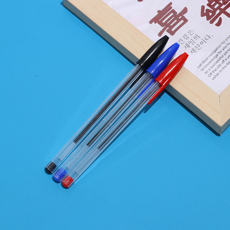 1.0 Bullet Ballpoint Pen Hotel Catering Plastic Ball-Pen Simple Transparent Ballpoint Pen Office Stationery Wholesale