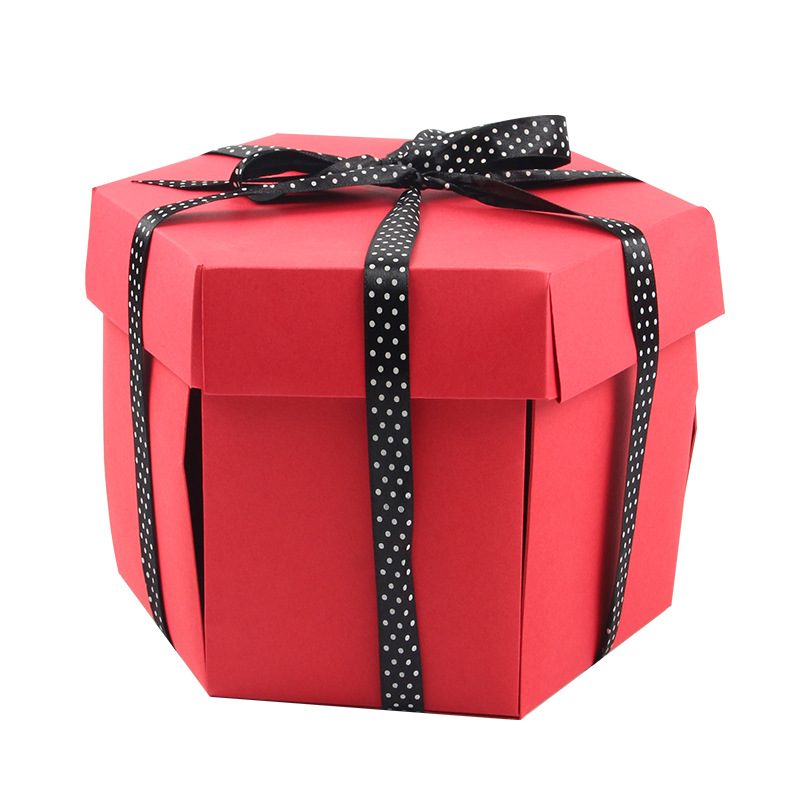 Cross-Border New Hexagonal Surprise Explosion Box Gift Packaging Album Box Perfume Cosmetics Packaging Can Be Sent on Behalf