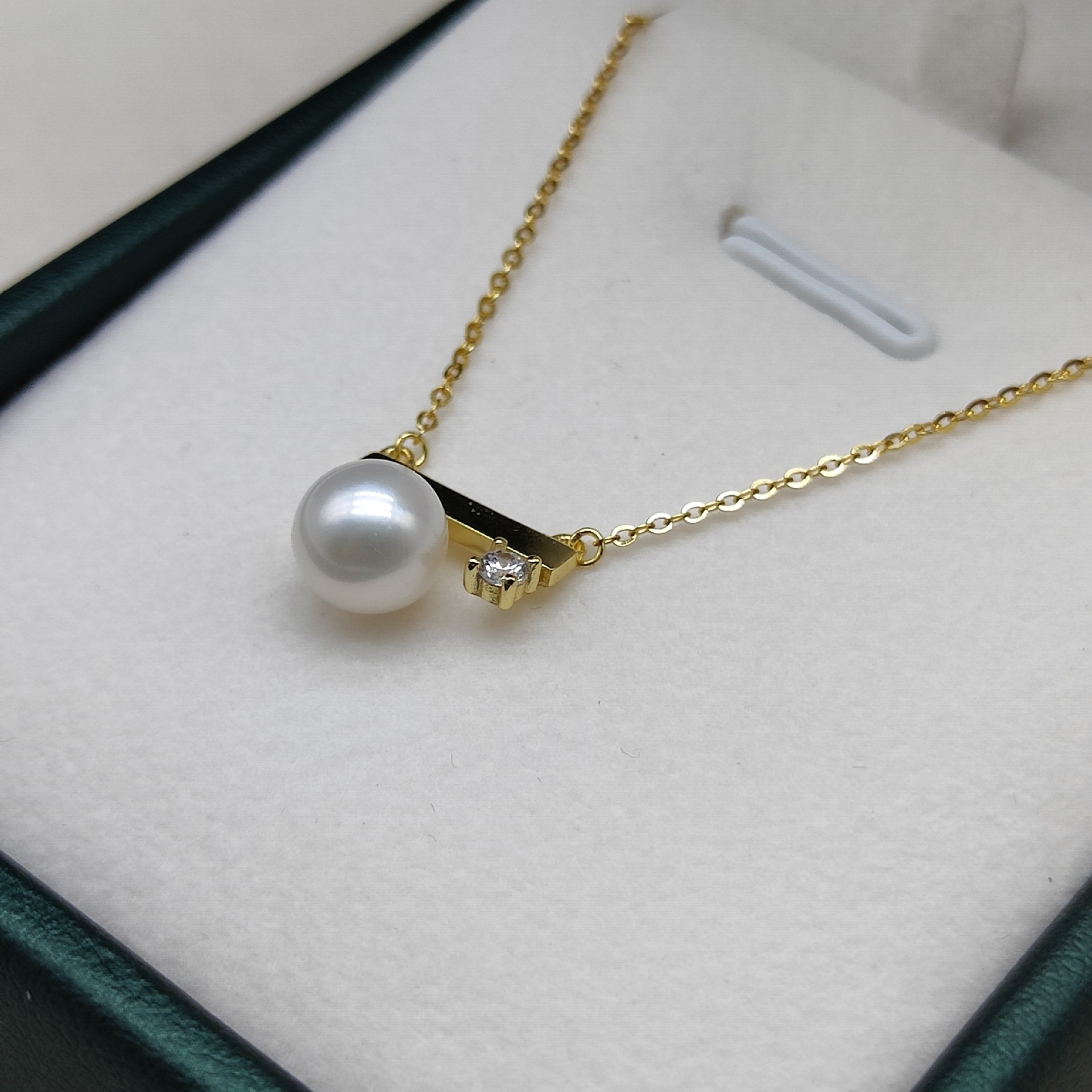 s925银tasaki光板平衡木7-8mm淡水akoya珍珠项链