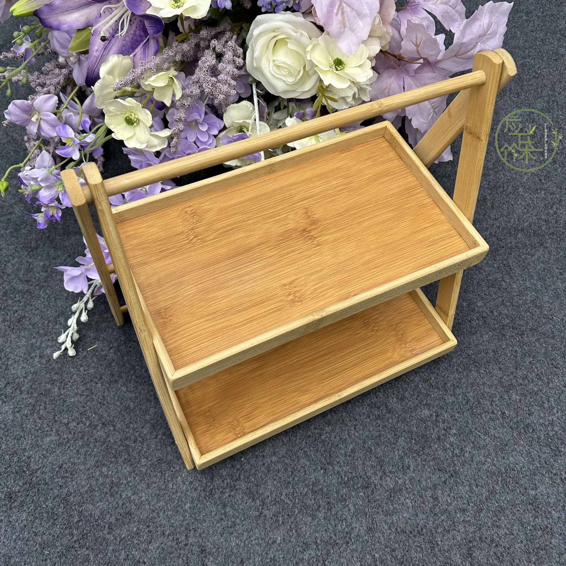 bamboo double-layer sushi paper cup cake stand portable wooden dessert display stand dessert table hot pot sushi storage