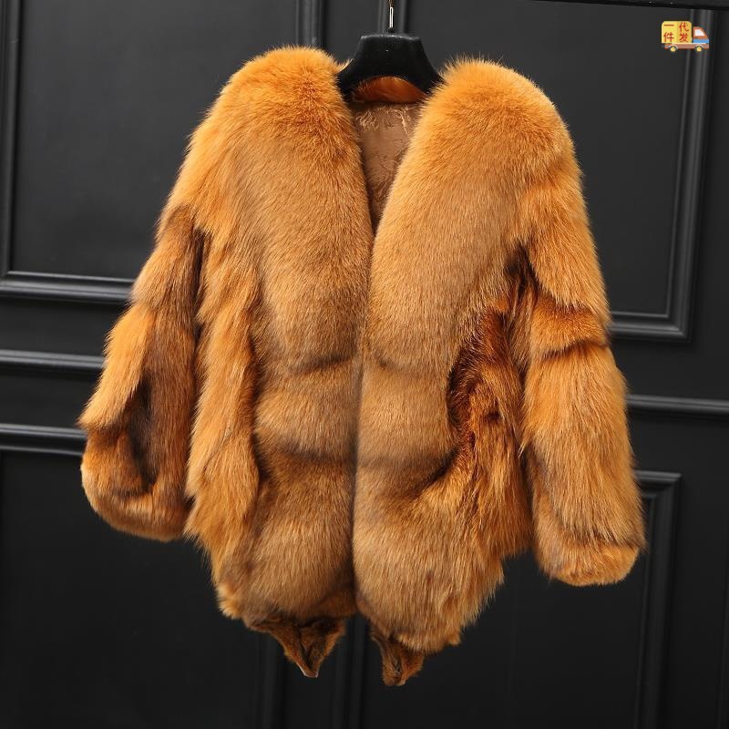 整皮狐狸毛皮外套女海宁新款韩版显瘦时尚百搭保暖大衣冬女跨境