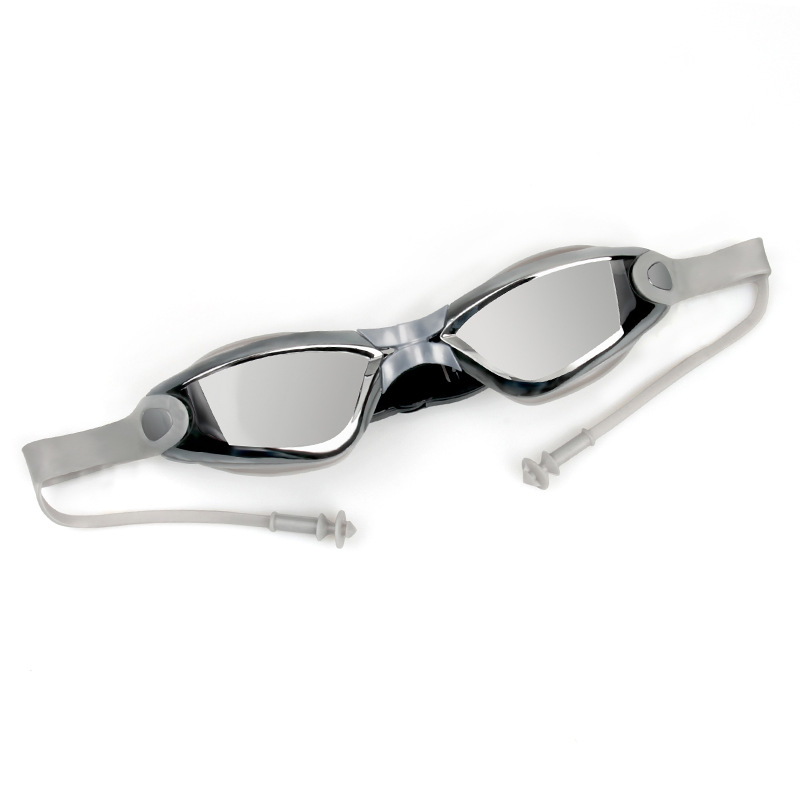 Swimming Goggles One-Piece Earplugs Silicone Hd Myopia Adult Electroplated Swimming Glasses Waterproof Anti-Fog Swimming Goggles Boxed
