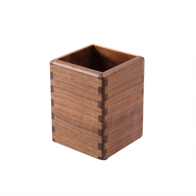 Black Walnut Solid Wood Pen Holder Log Stationery Wooden Penholder Office Table Top Desk Supplies Multifunctional Storage Box