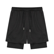 跨境专供男士夏季新款两件套短裤运动宽松休闲欧美篮球网眼五分裤