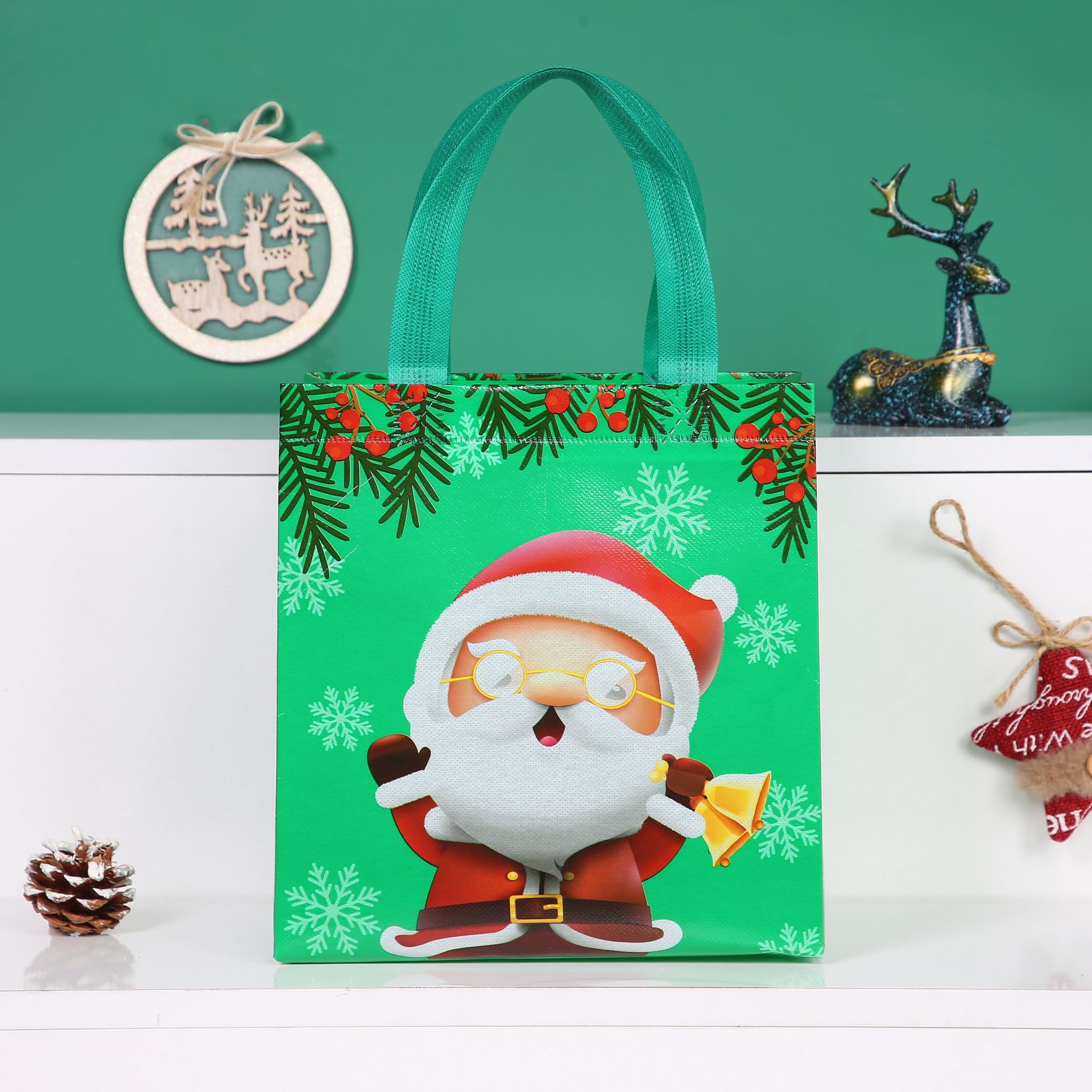 Christmas Non-Woven Bag Santa Claus Handbag Shopping Gift Bag Large Buggy Bag Student Supplies Bag New