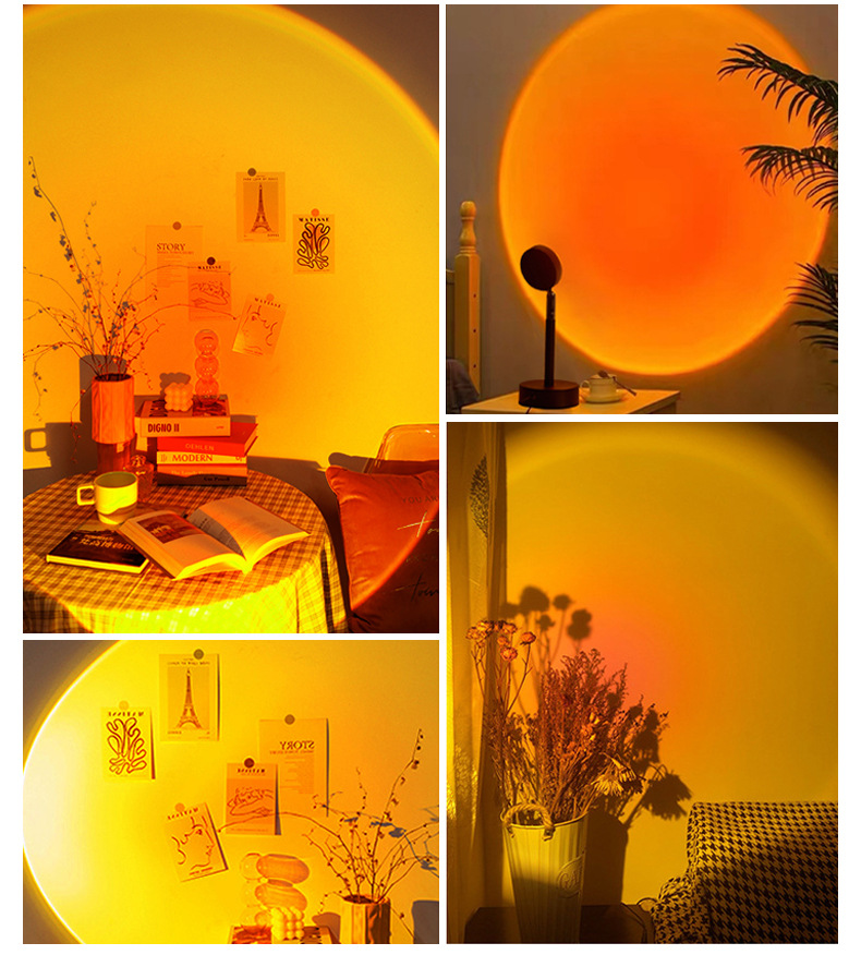 跨境抖音网红日落灯日不落夕阳彩虹氛围投影灯拍照直播背景补光灯