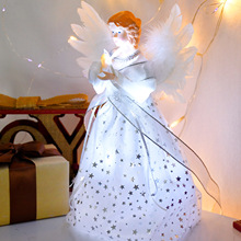 跨境新款圣诞树顶星天使娃娃树顶灯发光顶星树顶圣诞装饰布置挂件
