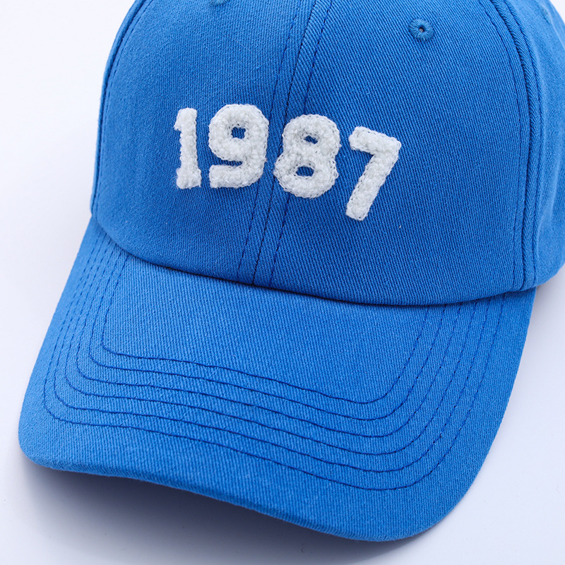 韩国简约百搭1987数字棒球帽子男女春夏遮阳复古休闲显脸小鸭舌帽