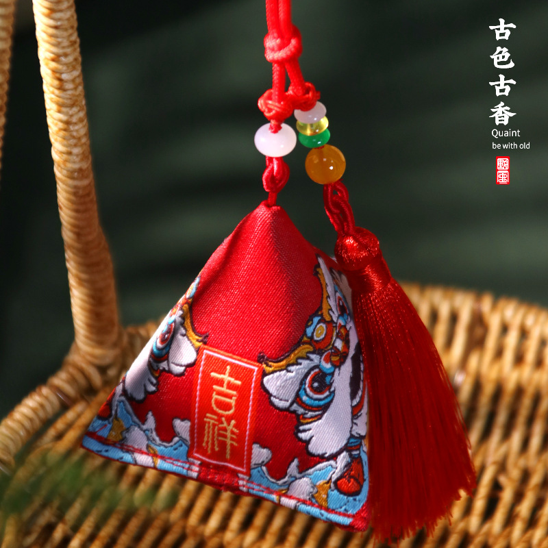 Dragon Boat Festival Sachet Embroidery Antique Style Perfume Bag Triangle Zongzi Pure Argy Wormwood Tassel Pendant Unit Activity Gift Present