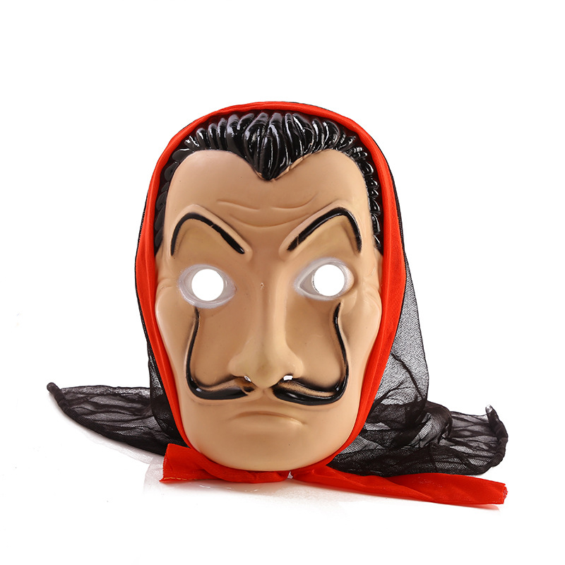 万圣节西班牙纸钞屋达利面具纸牌屋la casa de papel大胡子面罩