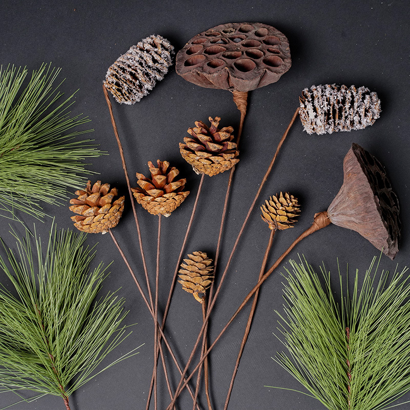 仿真鱼鳞松干果松果摆件松塔diy材料仿真干花幼儿园森林树枝定制