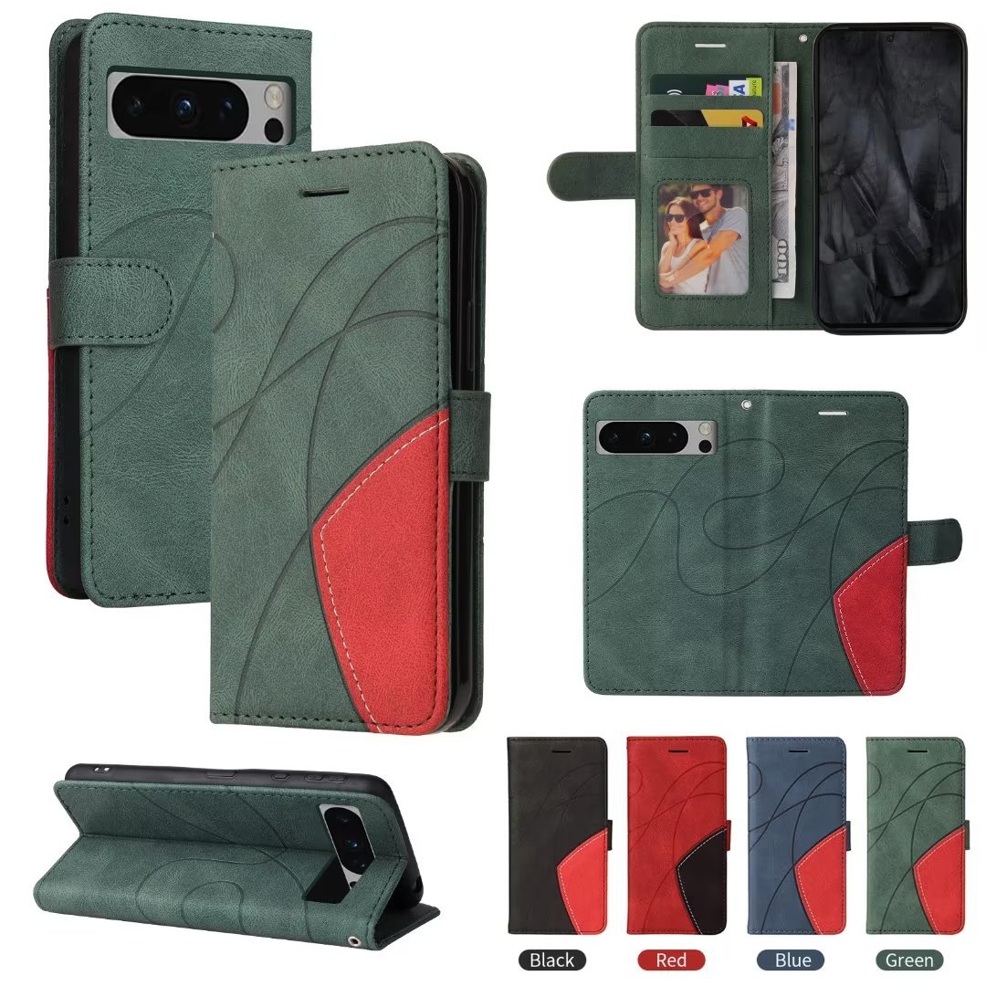 适用于谷歌8pro手机皮套 一加11双色拼接插卡钱包保护套诺基亚g22