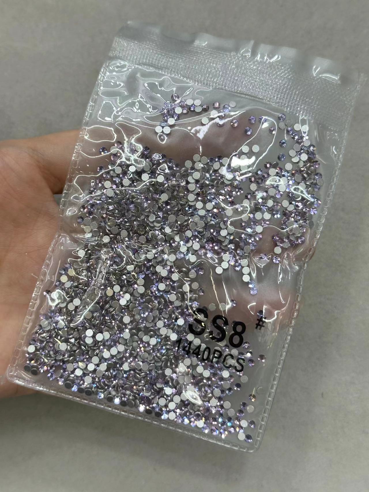 Internet Celebrity Manicure Jewelry Bright Violet round Bottoming Drill round Diamond Diy Ornament Accessories