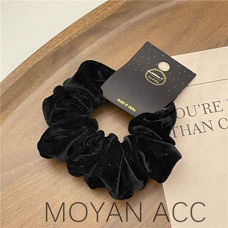 Korean Style Velvet Pork Intestine Hair Band Black Rubber Band Wine Red Velvet Hair Accessories Cream Series Autumn and Winter Headdress