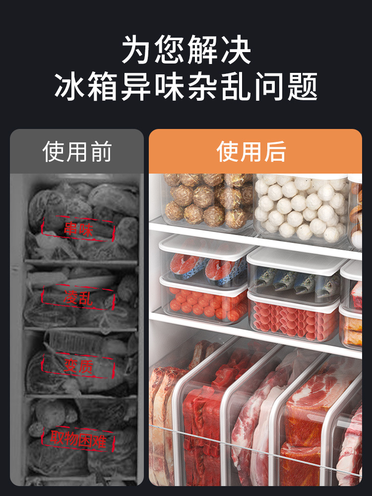 Refrigerator Food Storage Box Freeze Storage Quick-Frozen Dedicated Fresh-Keeping Box Food Grade Hotpot Ingredient Frozen Meat Box Artifact