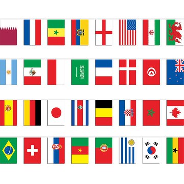 2022卡塔尔世界杯32强串旗手摇旗小国旗全洒吧球迷呐喊助威旗