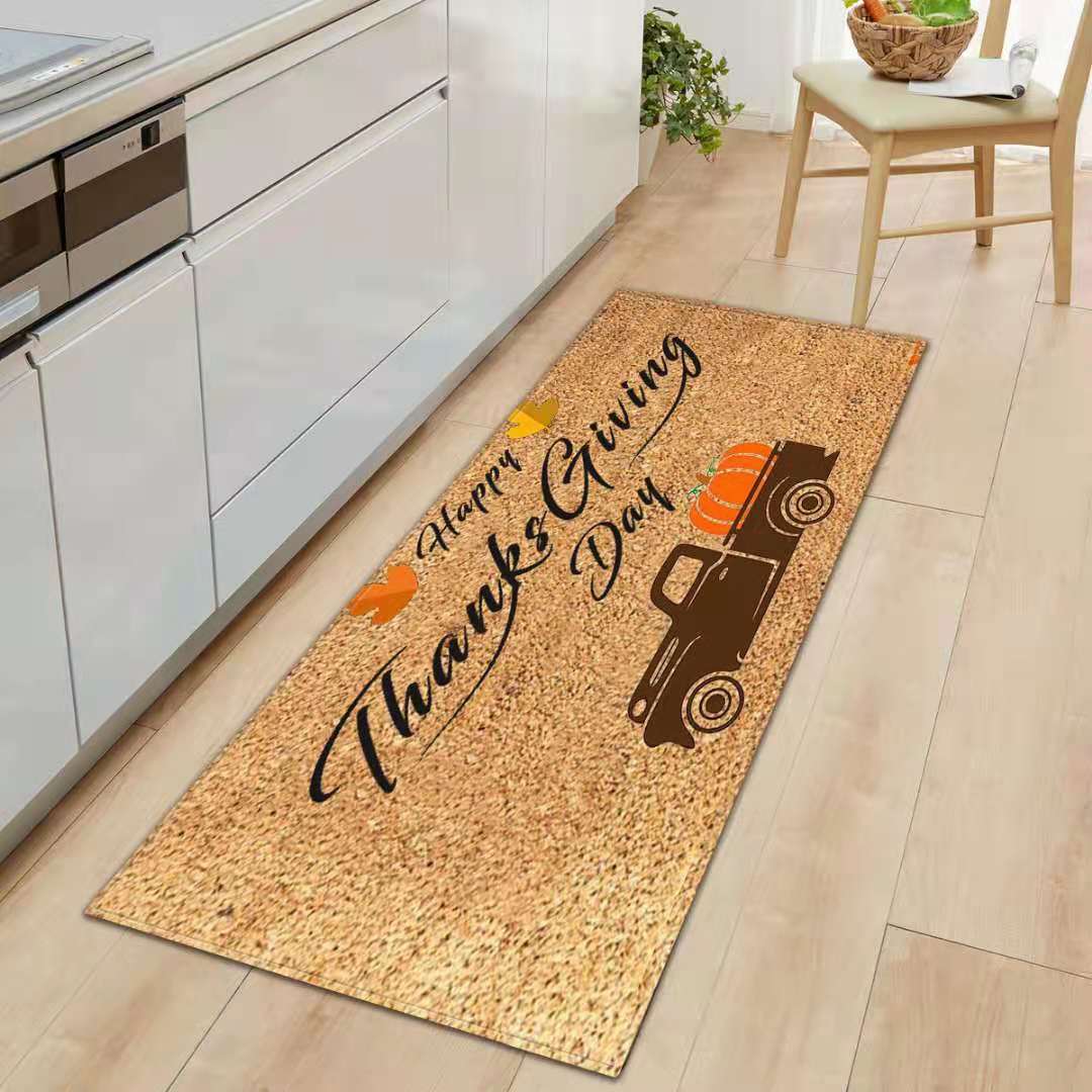 Cross-Border New Arrival Letter Faceless Doll Thanksgiving Doormat Kitchen Anti-Slip Absorbent Floor Mat Living Room Carpet