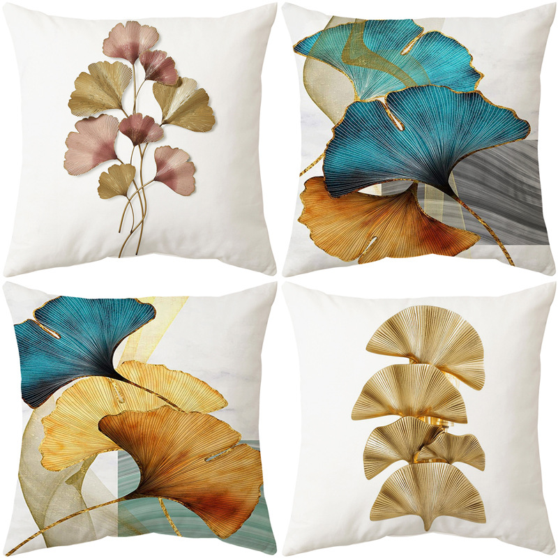 Jujia Simple Ginkgo Leaf Printed Pillowcase Amazon New Pillow Home Fabric Cushion Throw Pillowcase