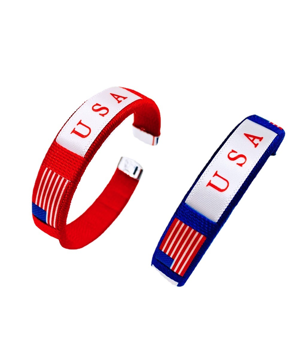 in Stock Usa Independence Day Usa America Flag Pattern Braided Bracelet Celebration Supplies Type C Bracelet