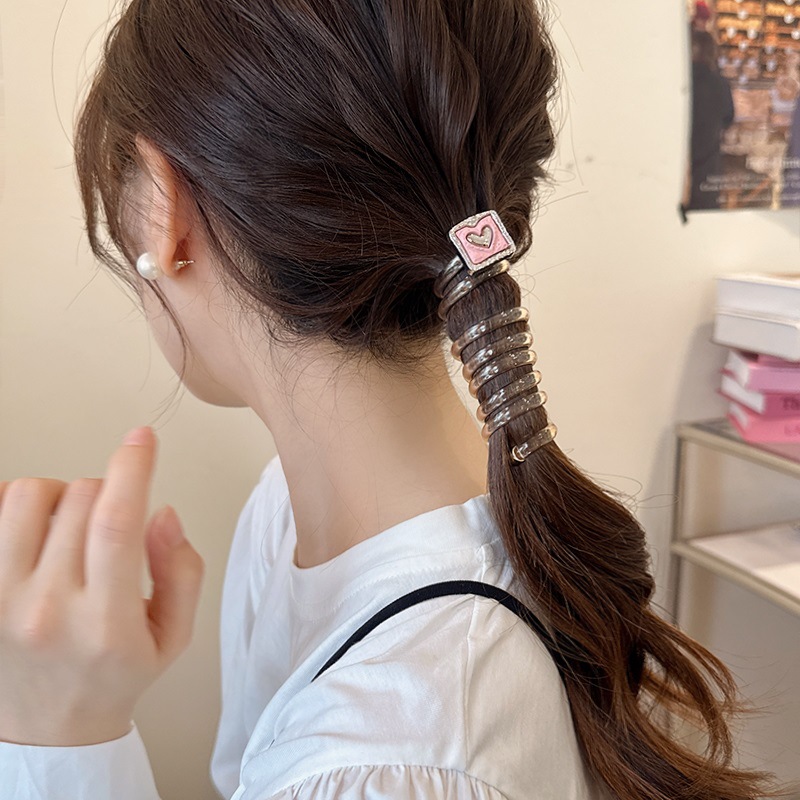 Japanese Straight Telephone Line Hair Band Female Ponytail Rubber Band Female Hair Tie Rope Simple Temperament High Sense Headdress