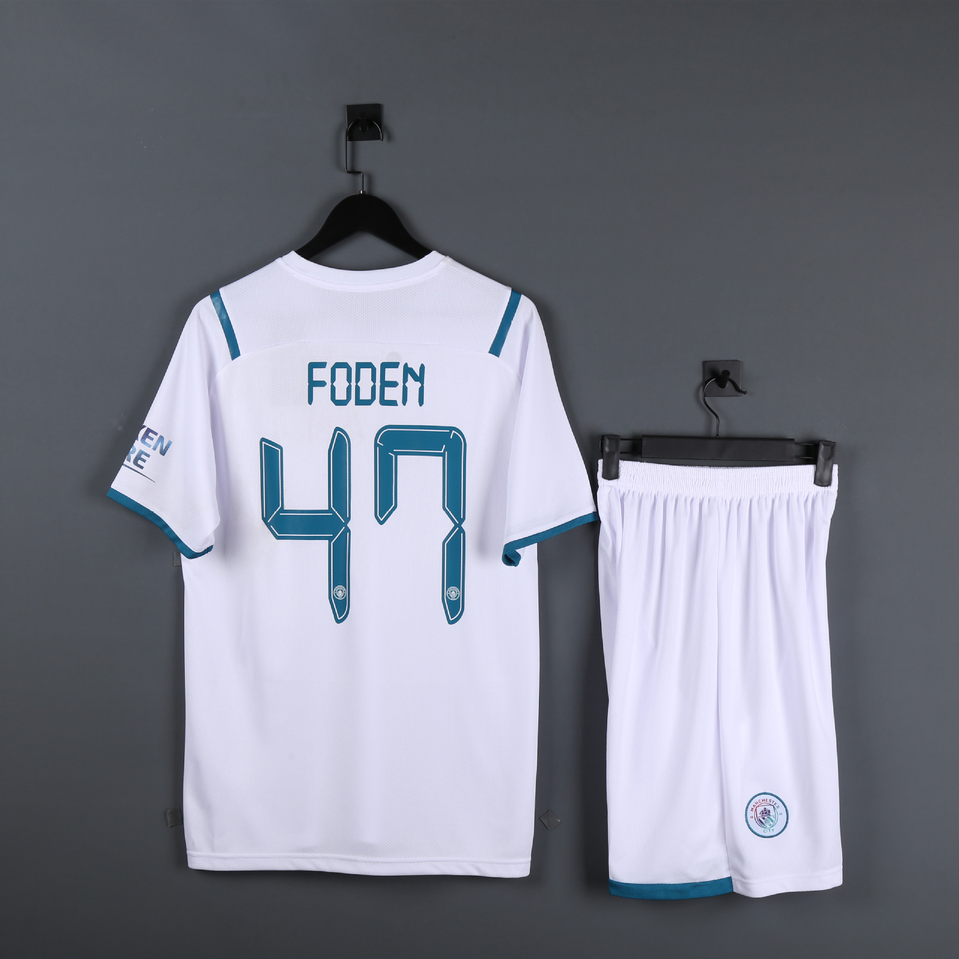 新款21-22赛季曼城客场球衣德布劳内格拉利什短袖足球服球衣套装