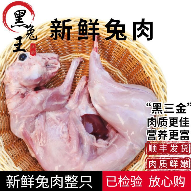中华黑兔肉 比利时兔肉 新鲜现杀 食用兔肉整只真空冷冻顺丰包邮