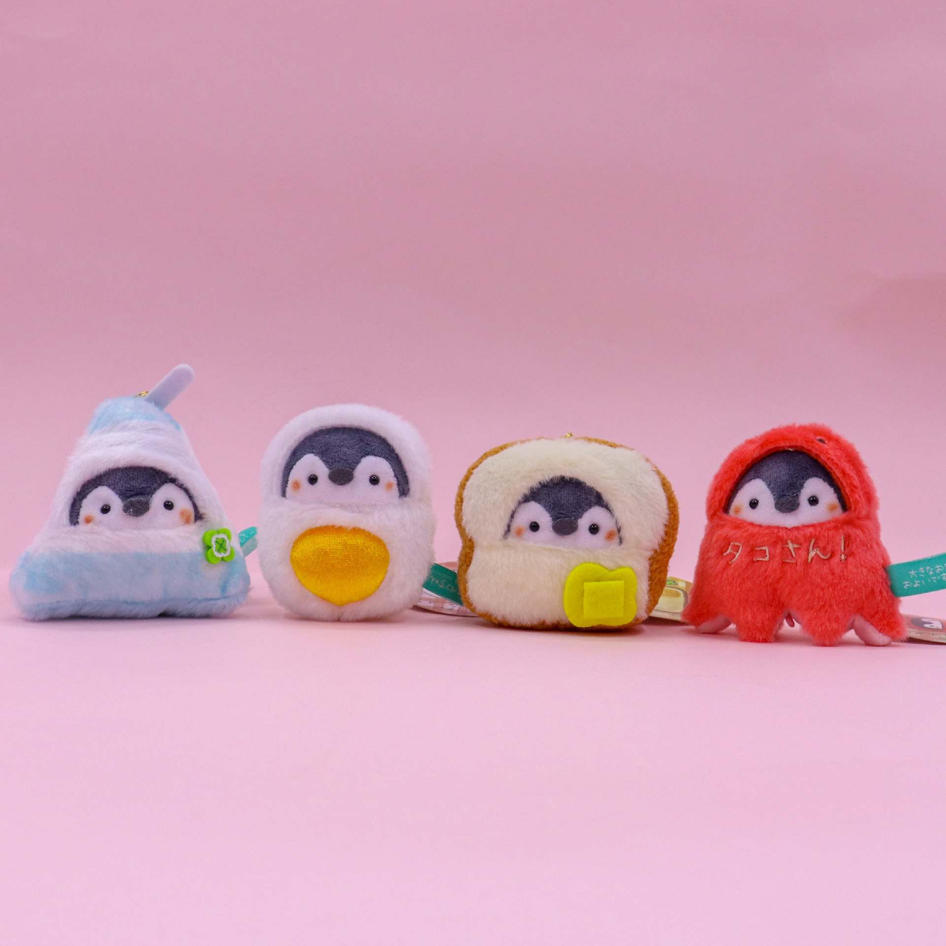 ins网红卡通日系变装吐司鸡蛋企鹅毛绒挂件包包挂件钥匙扣玩具