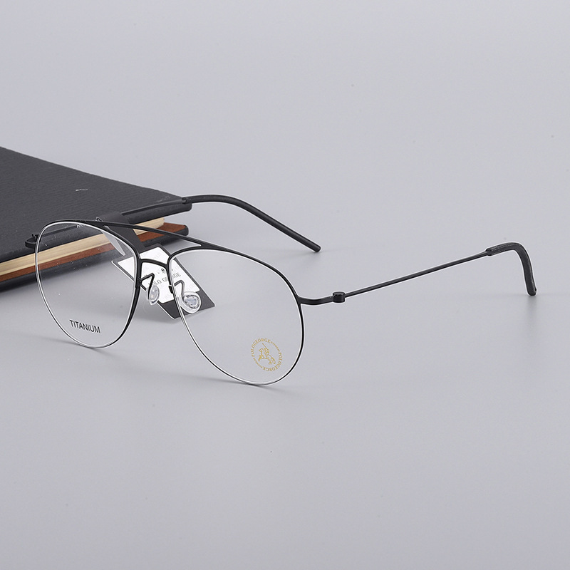 保罗乔治同款眼镜架钛架金属简约无螺丝低度数双梁全镜框5507