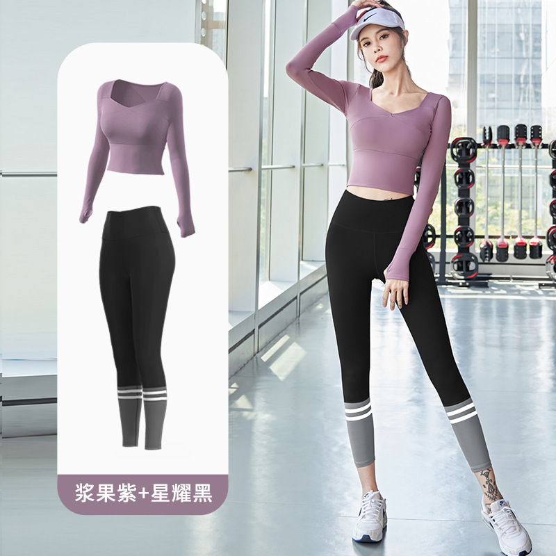 Quick-Drying Patchwork Waist-Slimming Daily Wear Fitness Pilates Slim Fit Yoga Exercise Suit