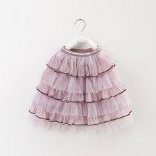 女童网纱半身裙中长款春夏季新款粉色紫色公主洋气宝宝蕾丝蓬蓬裙