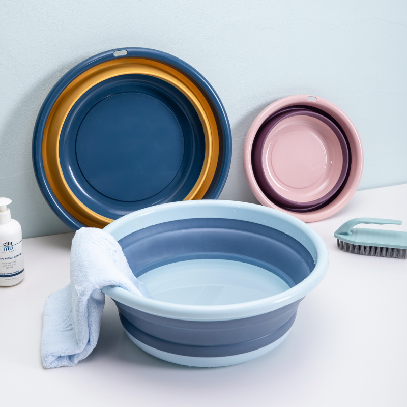 厂家包邮便携户外旅行加厚洗脸盆学生家用宿舍创意折叠塑料脸盆