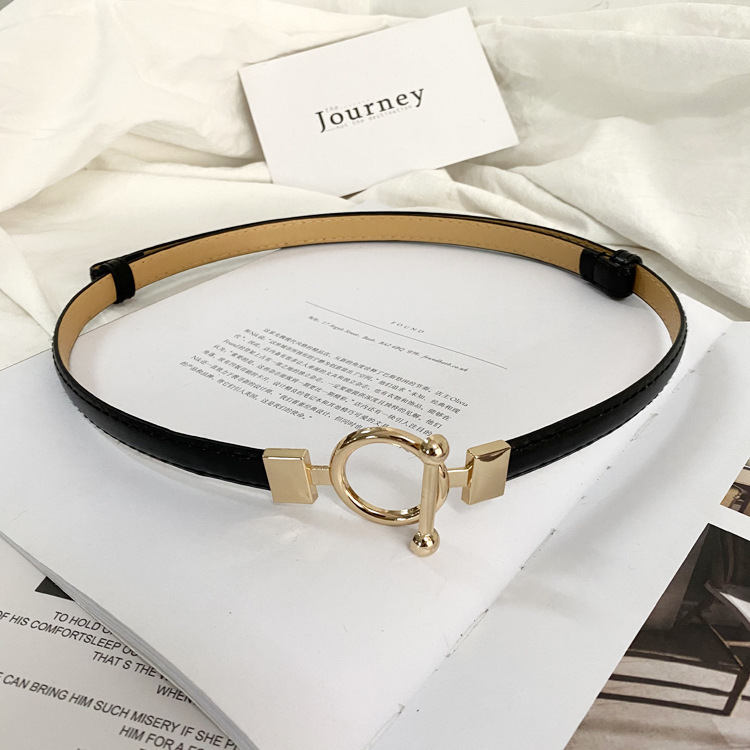 韩国百搭金属扣配毛衣腰带女细装饰连衣裙大衣哑光皮带时尚收腰