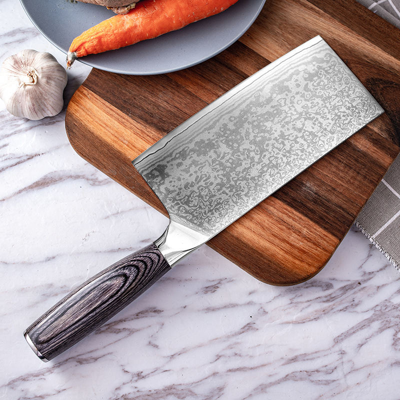 Damascus Steel Kitchen Knife Vg10 Pattern Steel Cross-Border Foreign Trade Knife Sharp Meat Cutting Vegetable Slice Knife Yangjiang Knife Cooking Knife