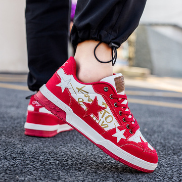 星星鞋子男兔年中国红低帮板鞋女国潮小众耐磨增高板鞋