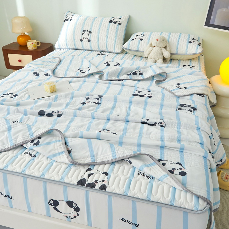 New Latex Summer Mat Fitted Sheet Three-Piece Set Machine Washable Cool Silk Summer Quilt Four-Piece Set Live Broadcast Wholesale