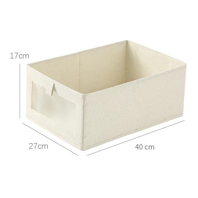 Visual Window Clothes Finishing Storage Box Fabric Cotton and Linen Storage Box Clothing Storage Household Wardrobe Japanese Style Cotton-Linen Box