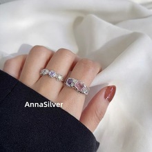 轻奢气质彩色锆石戒指女小众设计高级感食指戒2024年新款时尚指环
