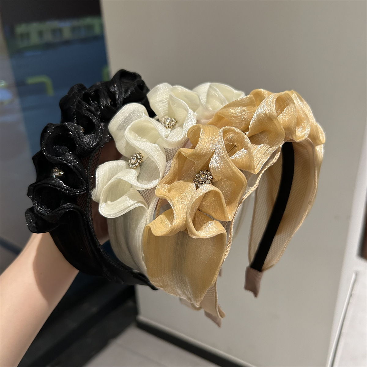 轻奢法式发箍高级感欧根纱显脸小头箍发捆网纱设计小众网红饰品女