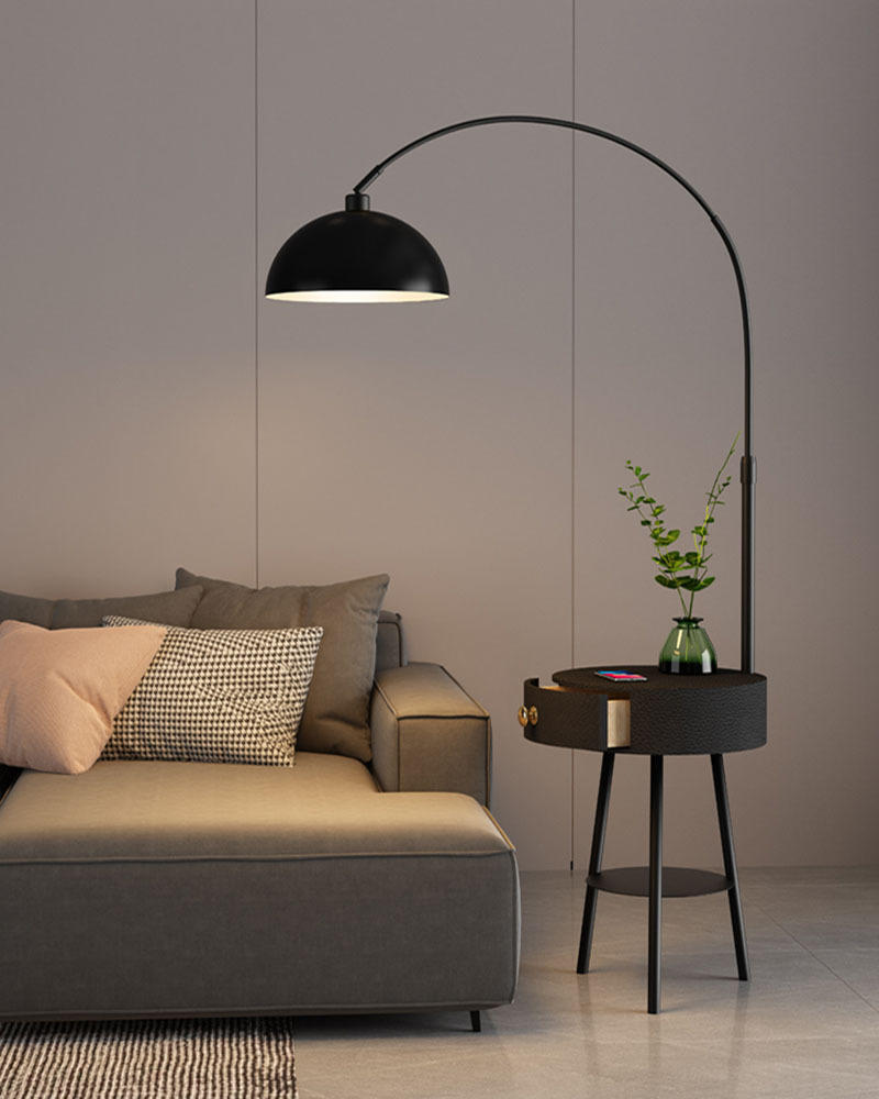 客厅沙发灯北欧轻奢卧室床头柜置物架一体手机usb无线充电落地灯